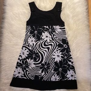 Tattoo Tank top tunic dress size small black and white floral print